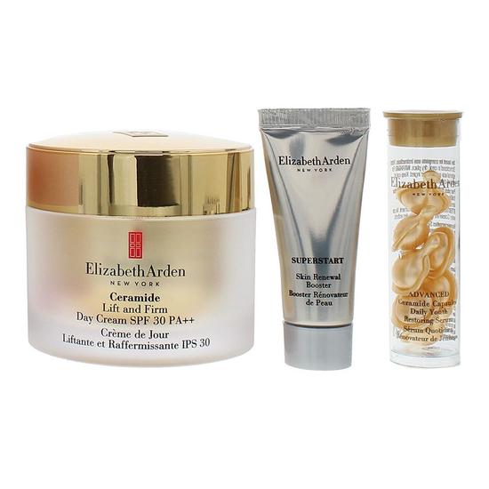 Elizabeth Arden Restore 3 Piece Gift Set: Ceramide SPF 30 Day Cream 50ml Serum Capsules 7pcs Superstart Booster 5ml 7pcs