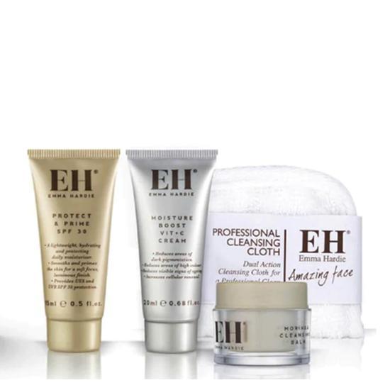 Emma Hardie Protect & Glow Kit Moringa Cleansing Balm + Protect & Prime SPF 30 + Moisture Boost Vit + C Cream + Mini Dual Action Cleansing Cloth