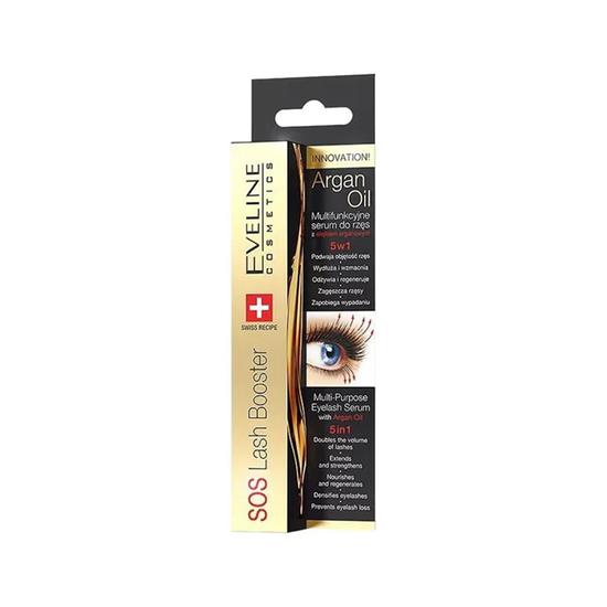 Eveline SOS Lash Booster 5 In 1 Multi Purpose Argan Oil Eyelash Serum 10ml