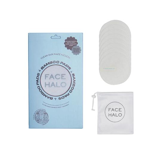 FACE HALO Bamboo Pads, 8 Reusable Pads & Washbag