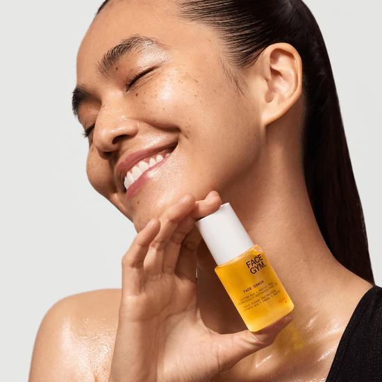 FaceGym Collagen Boost Routine 1 x Contouring Tool, Storage Pouch, 30ml Coach Facial Oil, 30ml Brightening Gel Cleanser, 15ml Daily Serum & 7x Collagen Boosters