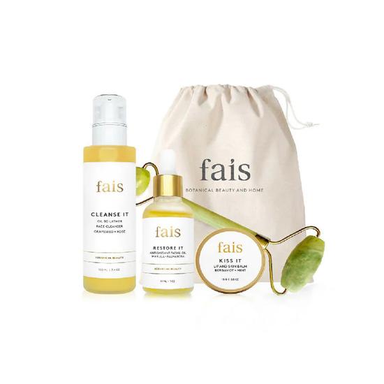 Fais Customisable Vegan Face Care Pamper Set Cleanse It + Balance It + Kiss It (Bergamot + Mint)