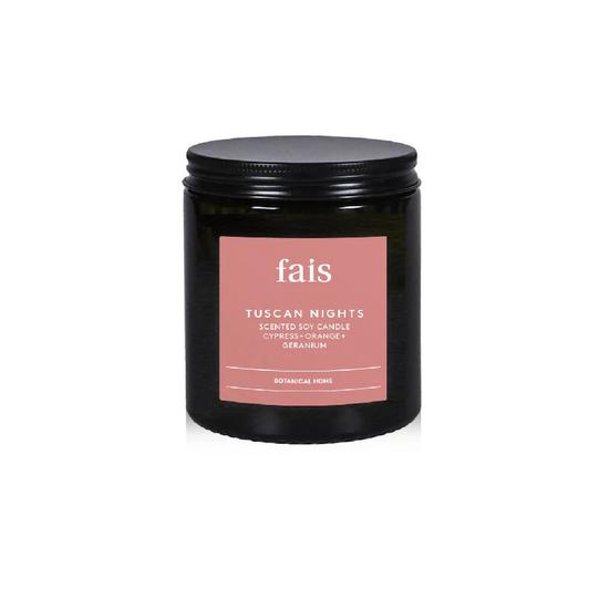 Fais Tuscan Nights Scented Soy Candle Cypress + Orange + Geranium