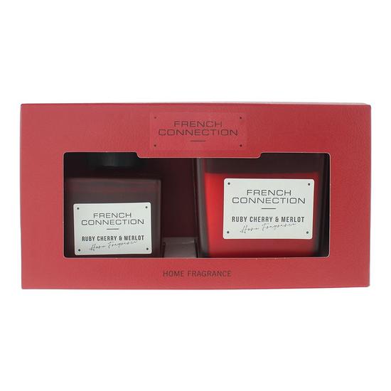 French Connection Autumn Collection Ruby Cherry + Merlot Diffuser + Candle Gift Set 100ml