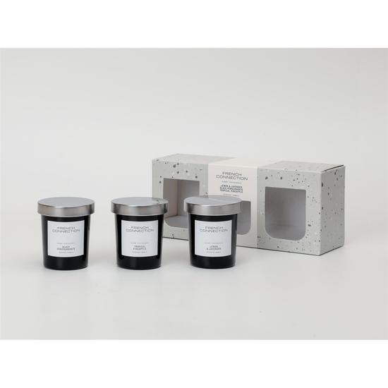 French Connection Black Collection Trio Of Candles Gift Set 3 x 52g