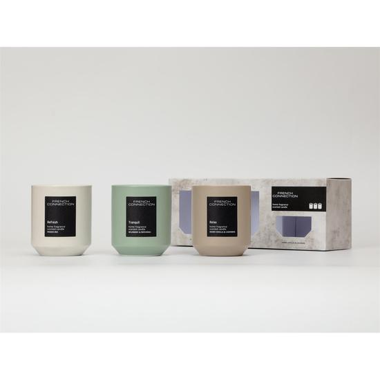 French Connection Stone Collection Trio Of Candles Gift Set 3 x 140g