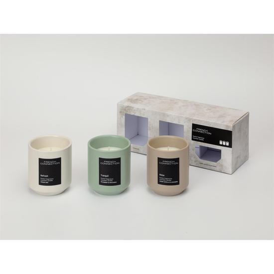 French Connection Stone Collection Trio Of Candles Gift Set 3 x 140g