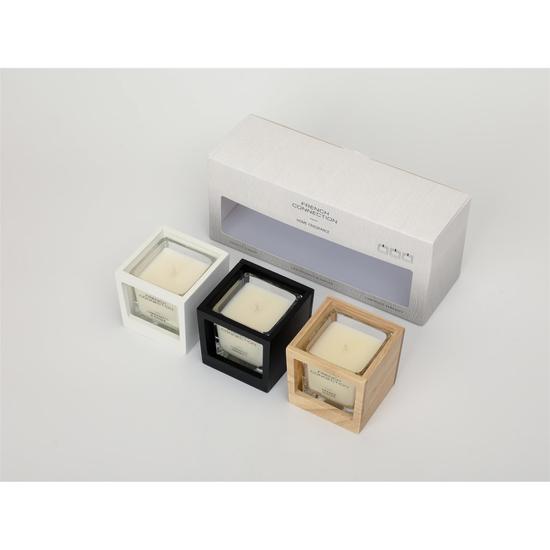 French Connection Wooden Collection Candle Trio Of Candles Gift Set 3 x 50g
