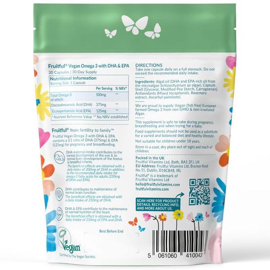 Fruitful Vegan Omega 3 Dha + Epa Capsules 30 Capsules