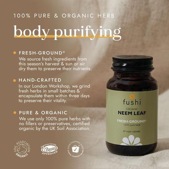 Fushi Single Herb Supplements Organic Neem Leaf x 60 Capsules