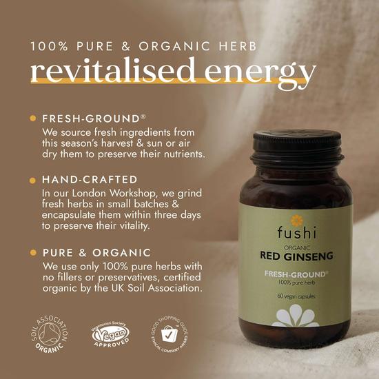 Fushi Single Herb Supplements Organic Red Ginseng 60 Capsules