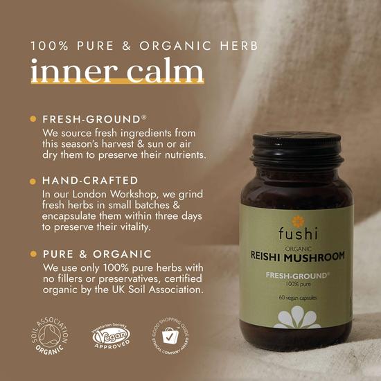 Fushi Single Herb Supplements Organic Reishi Mushroom 60 Capsules