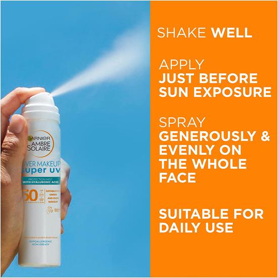 Garnier Ambre Solaire Over Makeup Super UV Protection Mist SPF 50 75ml
