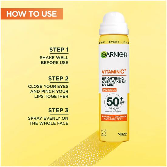 Garnier Vitamin C Brightening Over Makeup UV Mist SPF 50 75ml