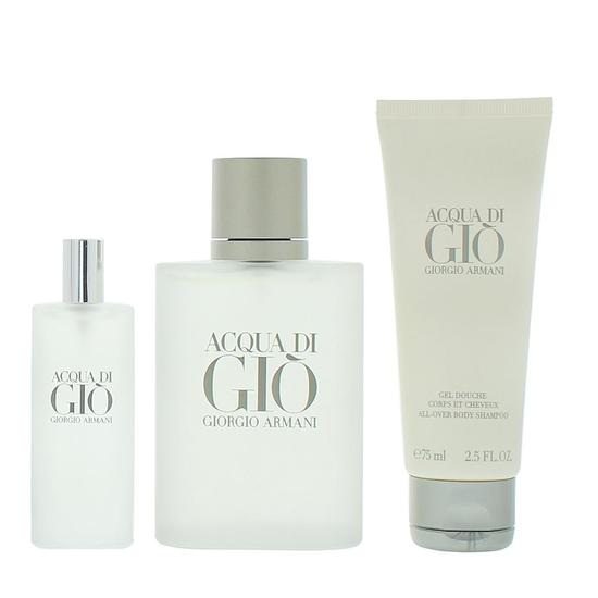 Giorgio Armani Acqua Di Gio Eau De Toilette 100ml + 15ml + Shower Gel Gift Set 100ml