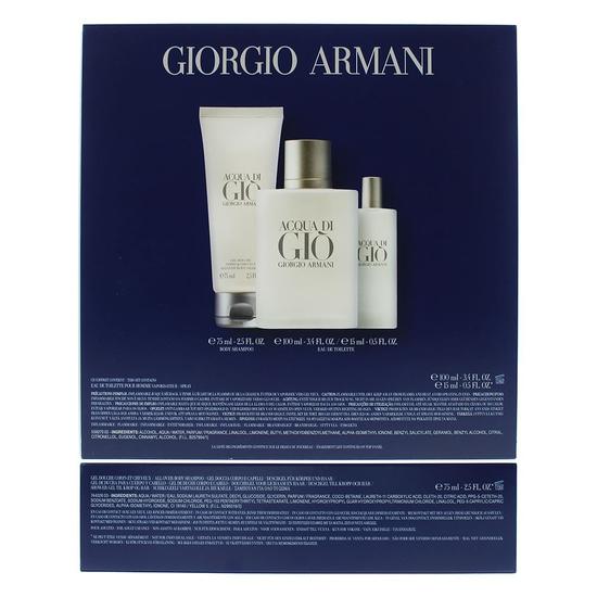 Giorgio Armani Acqua Di Gio Eau De Toilette 100ml + 15ml + Shower Gel Gift Set 100ml