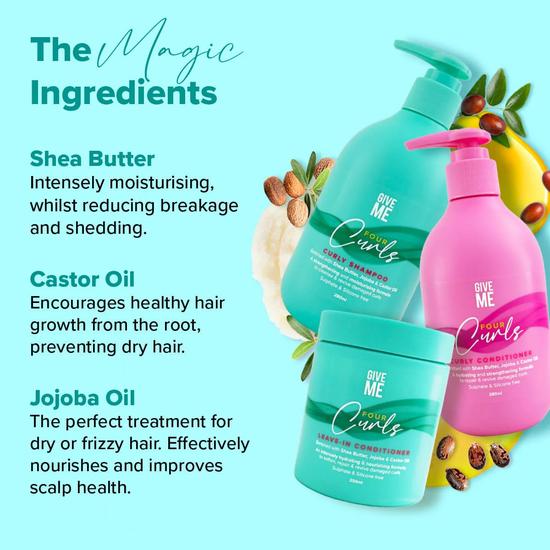 Give Me Four Curls Intense Hydration Bundle 280ml Shampoo, 280ml Conditioner + 250ml Leave-In Conditioner