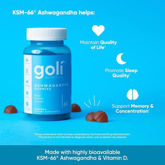 Goli Nutrition Ashwagandha Gummies 60 Gummies
