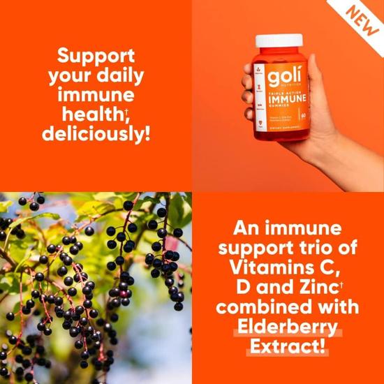 Goli Nutrition Triple Action Immune Gummies 60 Gummies