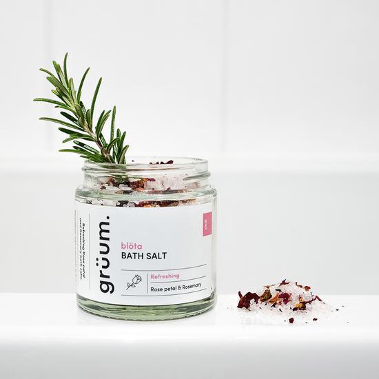 grüum Blota Rose Petal & Rosemary Bath Salt Soak 120g