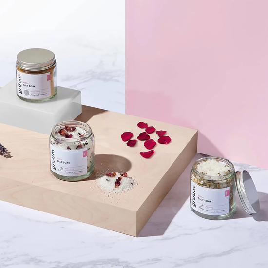 grüum Blota Rose Petal & Rosemary Bath Salt Soak 120g