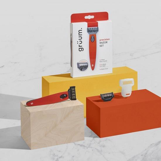 grüum Essential Shave Gift Set 1 x Washbag, 120ml Clear Shave Gel, 5-Blade Cartidge Trimmer, & Premium Razor Handle