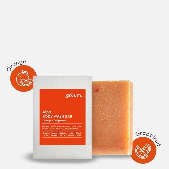 grüum Sapa Zero Plastic Orange & Grapefruit Body Bar 95g