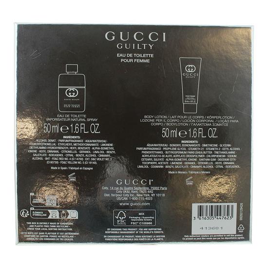 Gucci Guilty Pour Femme Eau De Toilette 50ml + Body Lotion 50ml Gift Set For Her 50ml