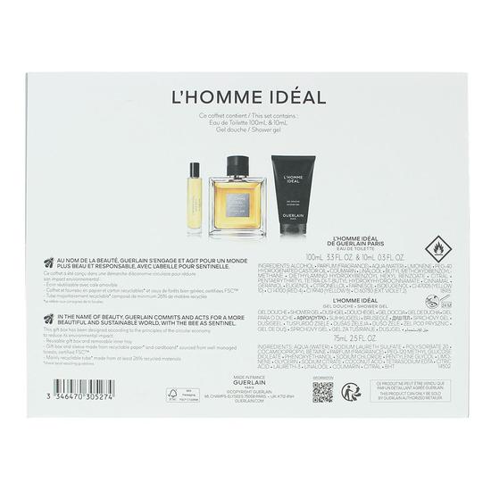 GUERLAIN L'homme Ideal Eau De Toilette 100ml, 10ml + Shower Gel Gift Set For Him 100ml