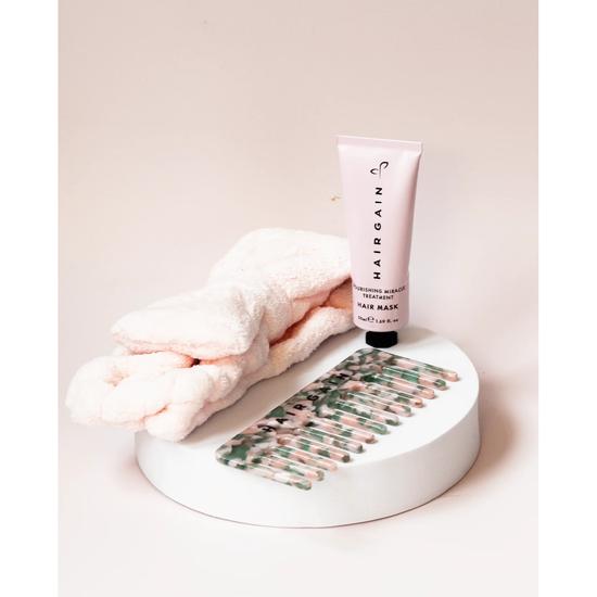 Hair Gain Pampering Gift Set Mini Hair Mask + Wide Tooth Comb + Pink Bow Headband