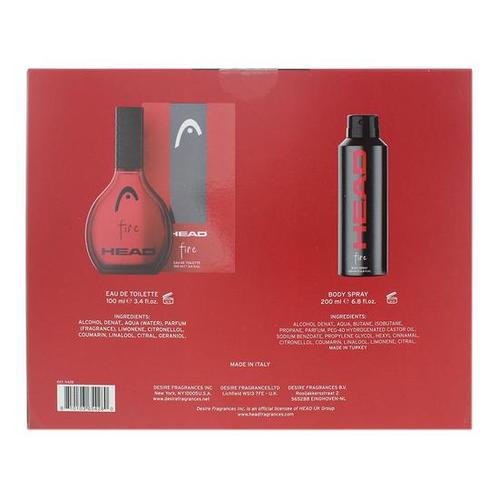 Head Fire Eau De Toilette 100ml + Deodorant Spray 200ml Gift Set For Him 100ml