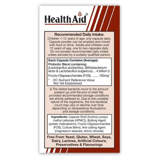 Health Aid Acidophilus Plus 4 Billion Vegicaps 30 Vegicaps