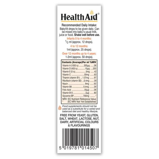 Health Aid BabyVit Drops Orange Flavour 25ml