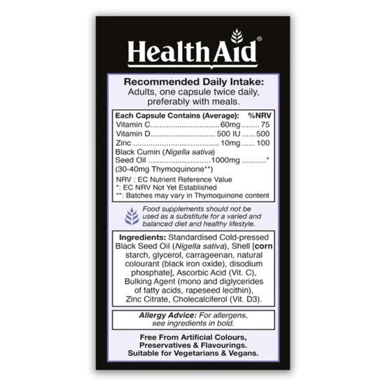 Health Aid Black Seed Oil 1000mg Capsules 60 Capsules