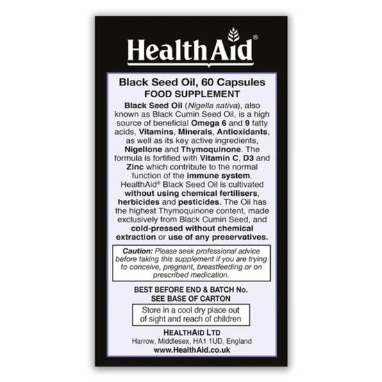 Health Aid Black Seed Oil 1000mg Capsules 60 Capsules
