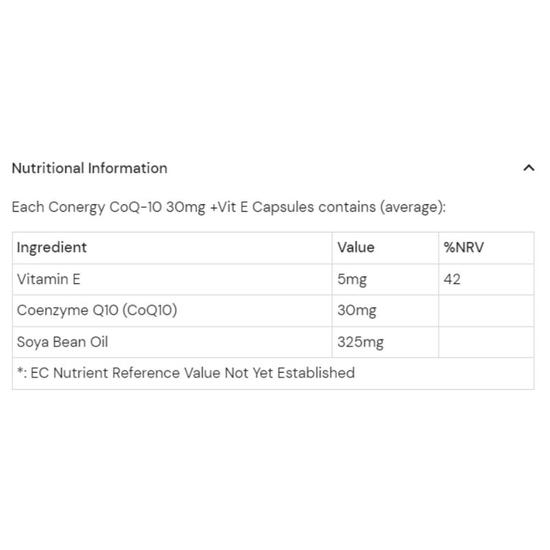 Health Aid Conergy CoQ-10 30mg Capsules 30 Capsules