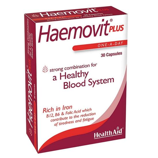 Health Aid Haemovit Plus Iron VitB12 Vit B6 Folic Acid Capsules 30 Capsules