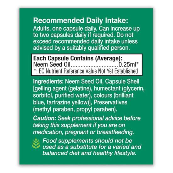 Health Aid Neem Oil Capsules 60 Capsules