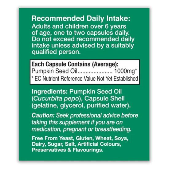 Health Aid Pumpkin Seed Oil 1000mg Capsules 60 Capsules