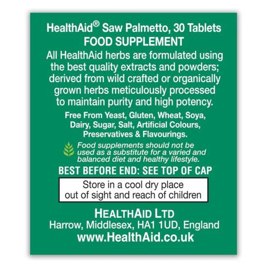 Health Aid Saw Palmetto Tablets 30 Tablets