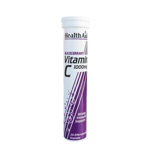 Health Aid Vitamin C 1000mg Effervescent Blackcurrant Flavour Tablets 20 Tablets
