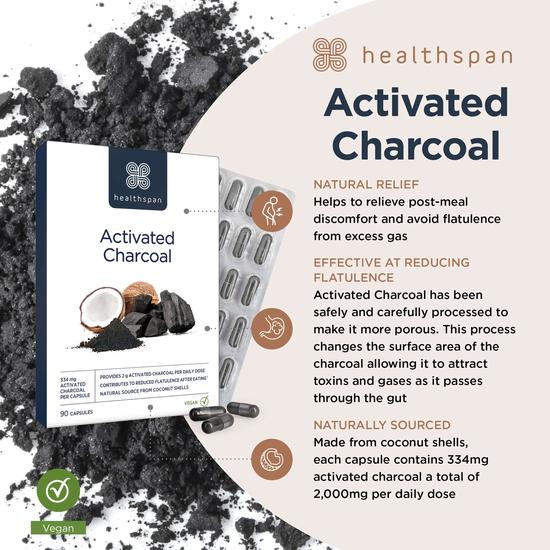 Healthspan Activated Charcoal Capsules 90 Capsules