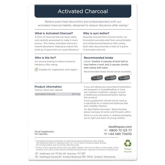 Healthspan Activated Charcoal Capsules 90 Capsules