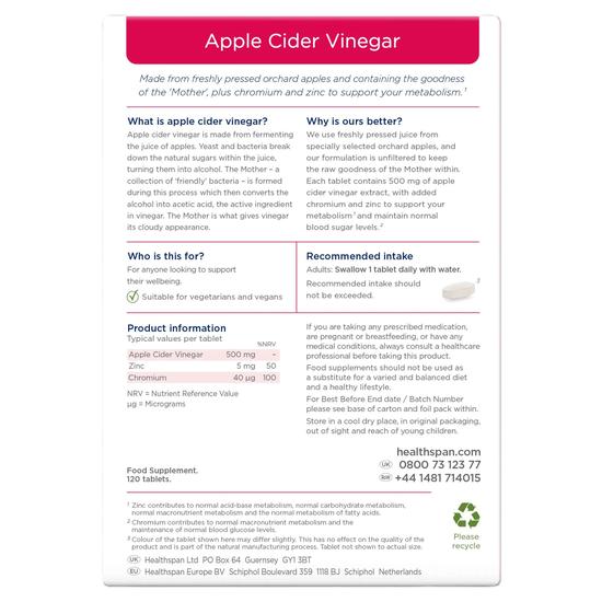 Healthspan Apple Cider Vinegar Tablets 120 Tablets