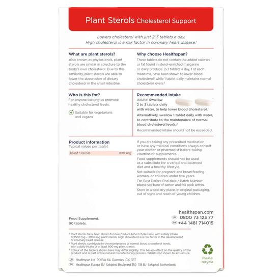 Healthspan Plant Sterols Cholesterol Support Tablets 90 Tablets
