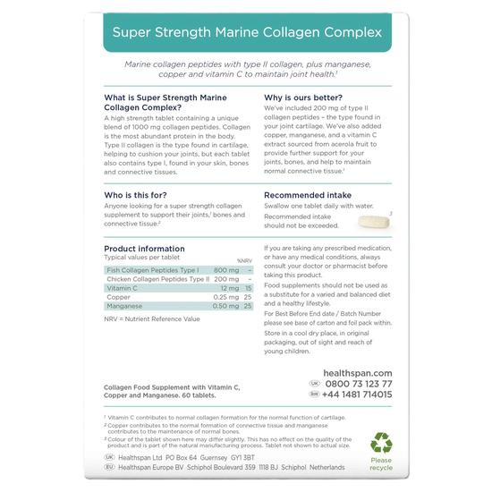 Healthspan Super Strength Marine Collagen Complex 60 Tablets