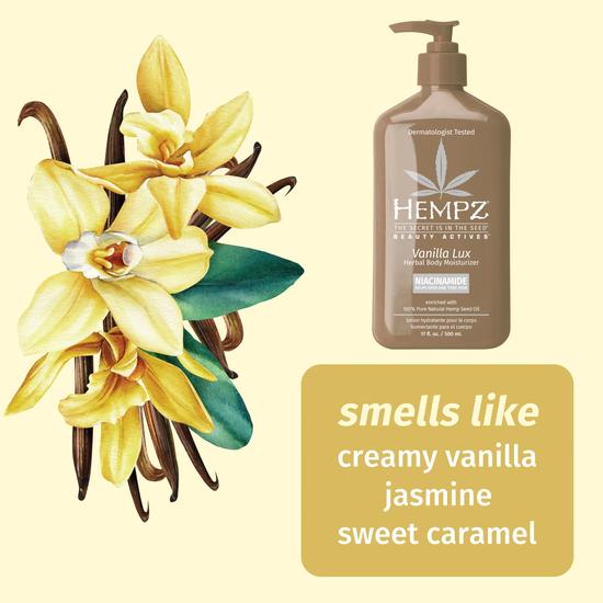 Hempz Beauty Actives Vanilla Lux Herbal Body Moisturiser With Niacinamide 500ml