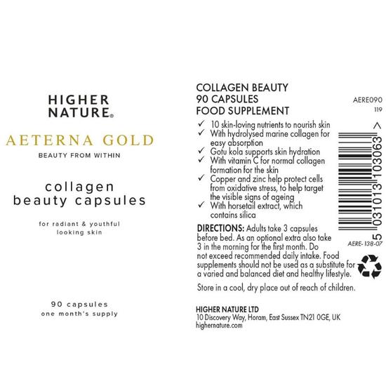Higher Nature Aeterna Gold Collagen Beauty Capsules 90 Capsules
