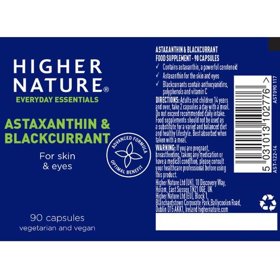 Higher Nature Astaxanthin & Blackcurrant Vegetable Capsules 90 Capsules