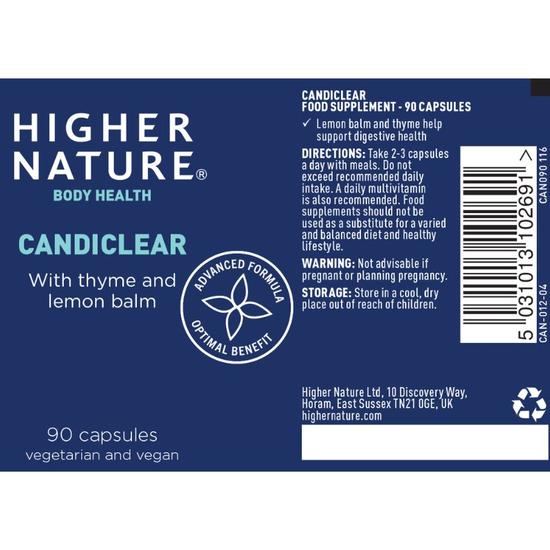 Higher Nature Candiclear Vegetarian Capsules 90 Capsules